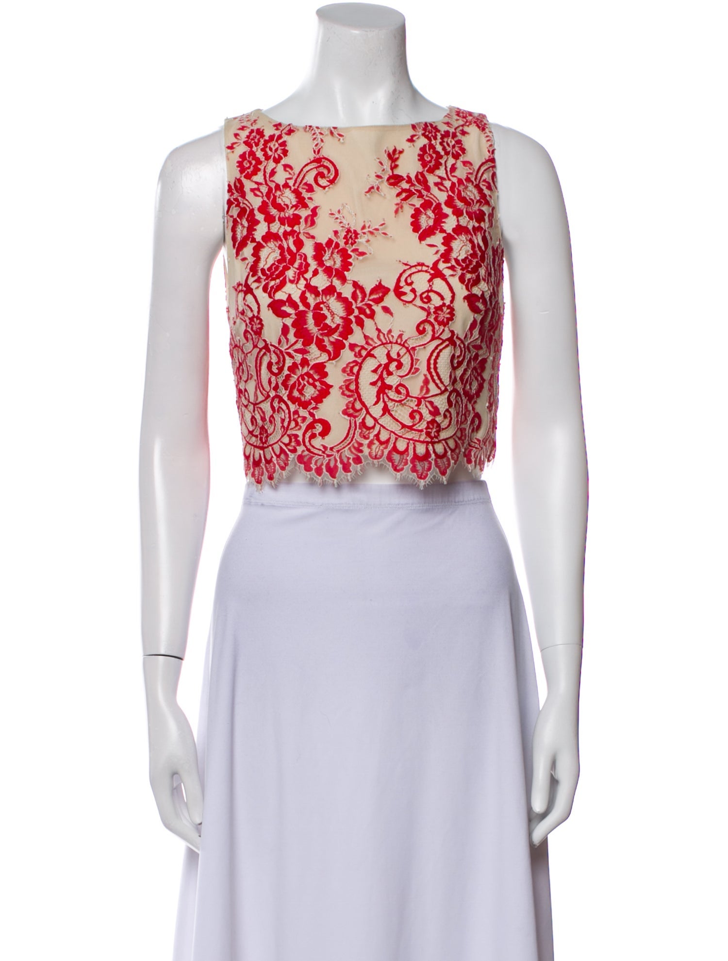 Alice + Olivia Floral Print Scoop Neck Crop Top