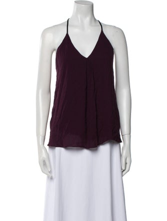 Alice + Olivia Leather V-Neck Top