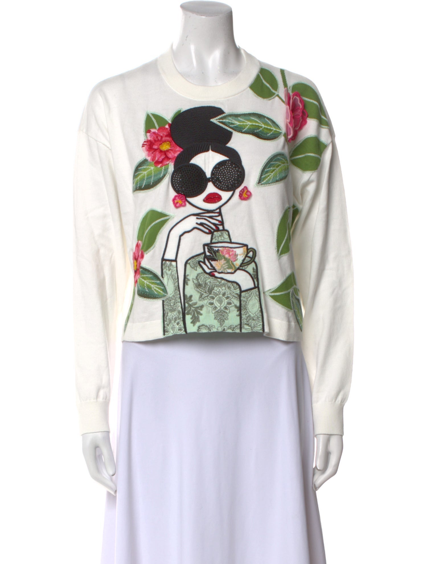 Alice + Olivia Graphic Print Crew Neck Sweatshirt