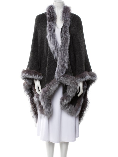 Alice + Olivia Wool Colorblock Pattern Fur Jacket
