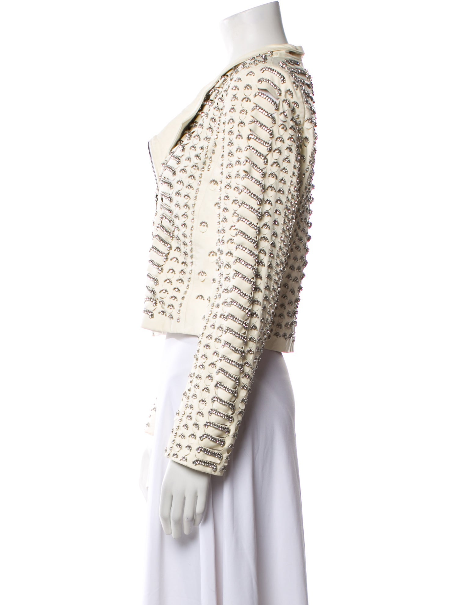 Alice + Olivia Leather Tweed Pattern Evening Jacket