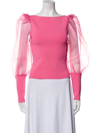 Alice + Olivia Bateau Neckline Long Sleeve Top