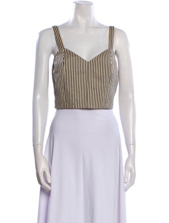 Alice + Olivia Striped Square Neckline Crop Top
