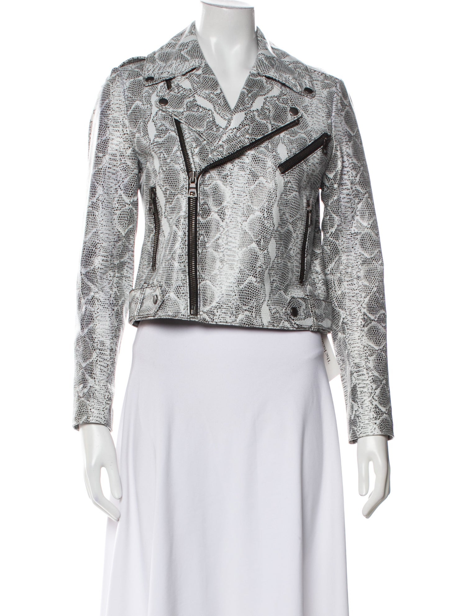 Alice + Olivia Lamb Leather Tweed Pattern Biker Jacket