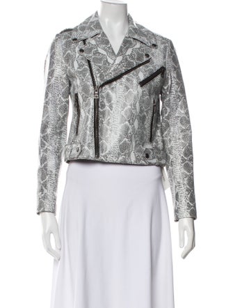 Alice + Olivia Lamb Leather Tweed Pattern Biker Jacket