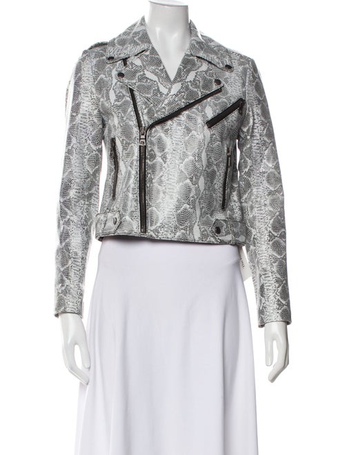 Alice + Olivia Lamb Leather Tweed Pattern Biker Jacket