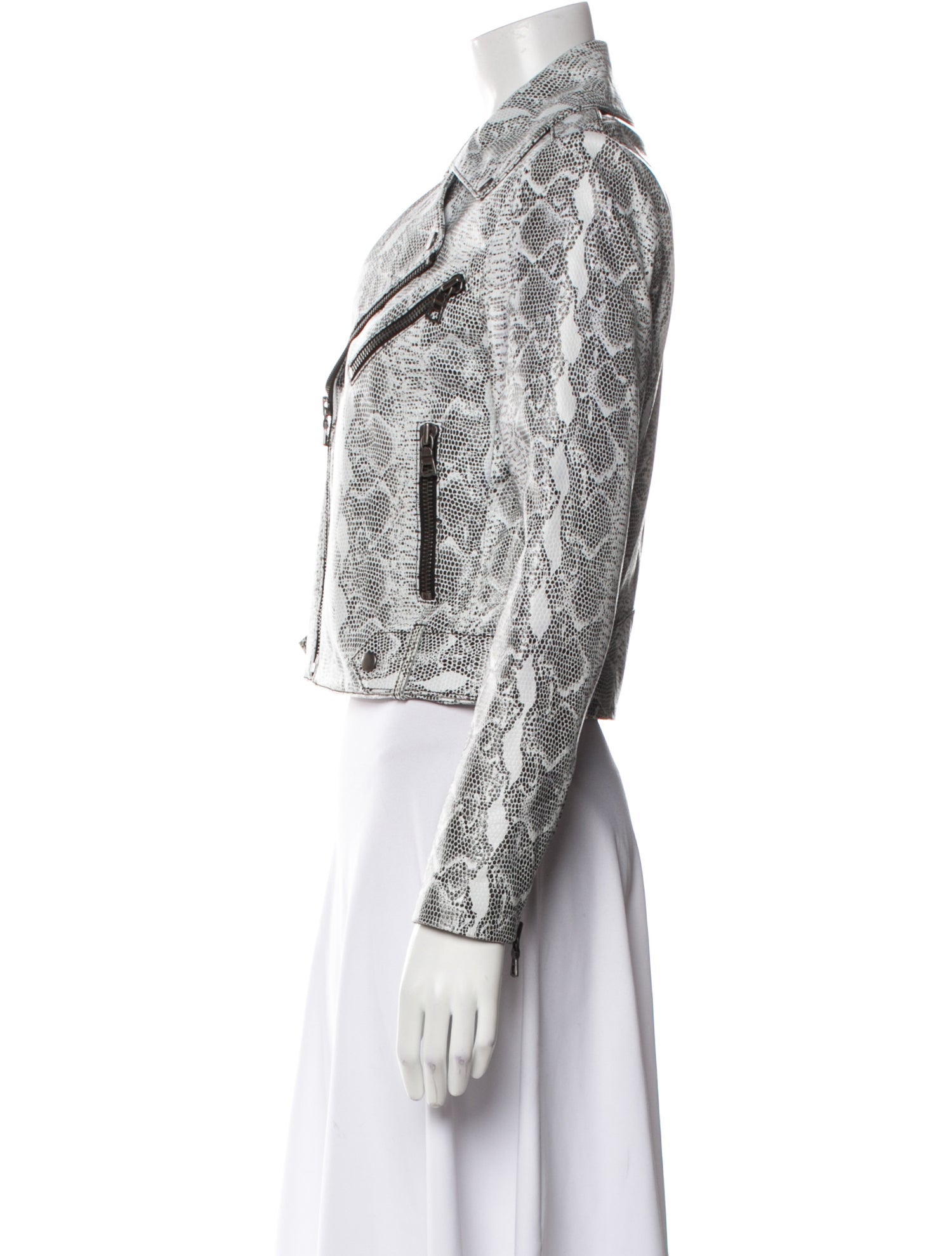 Alice + Olivia Lamb Leather Tweed Pattern Biker Jacket