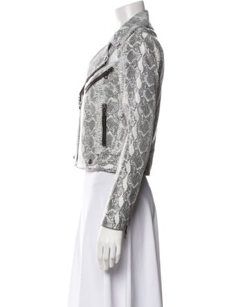 Alice + Olivia Lamb Leather Tweed Pattern Biker Jacket