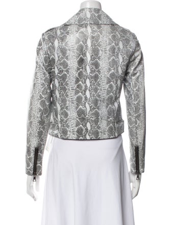 Alice + Olivia Lamb Leather Tweed Pattern Biker Jacket