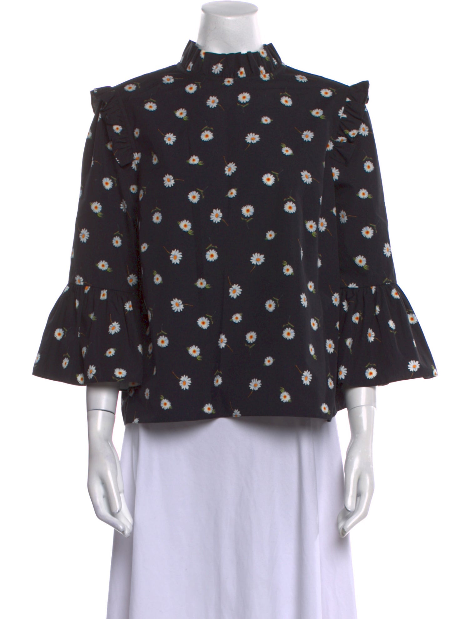 Alice + Olivia Floral Print Mock Neck Blouse