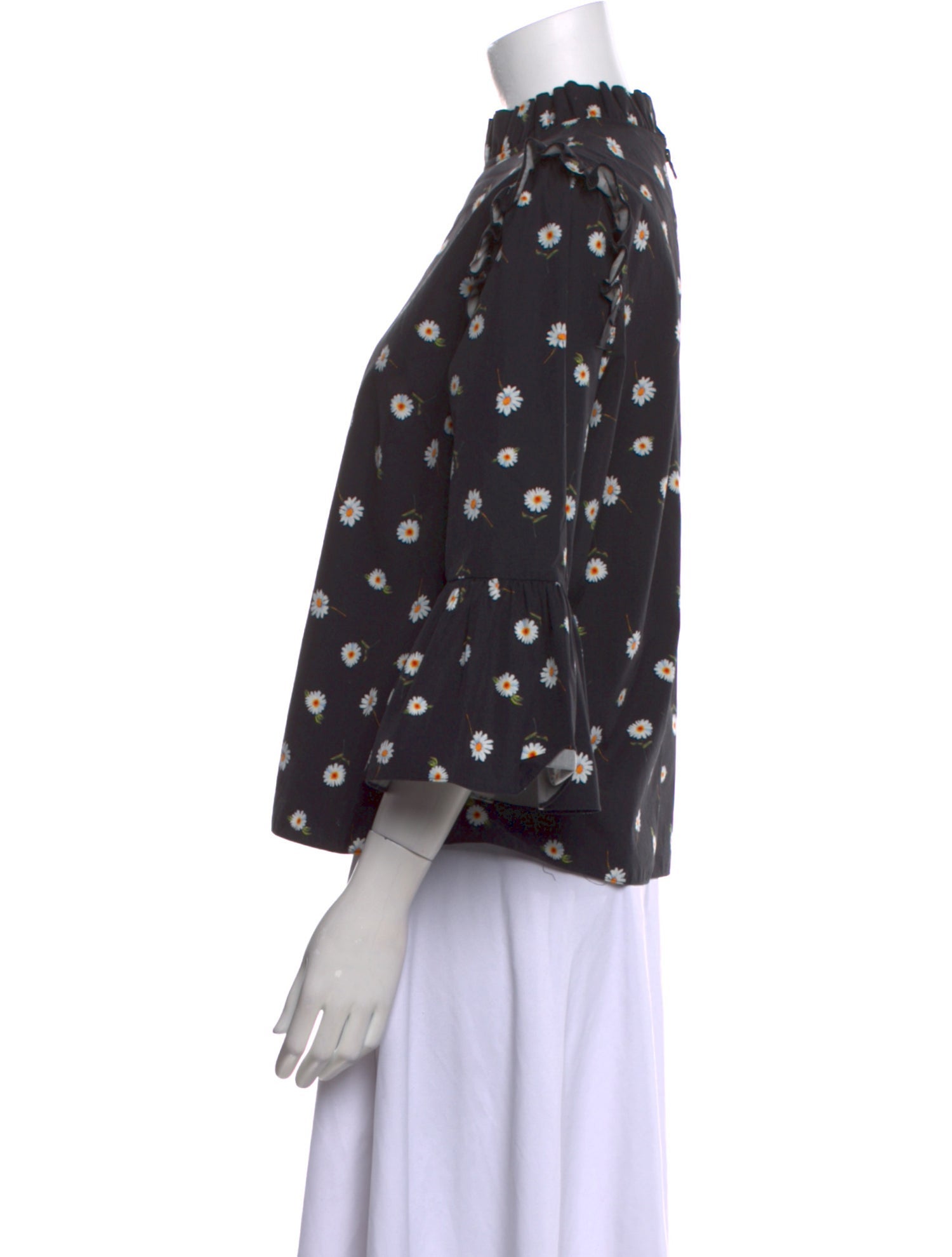 Alice + Olivia Floral Print Mock Neck Blouse