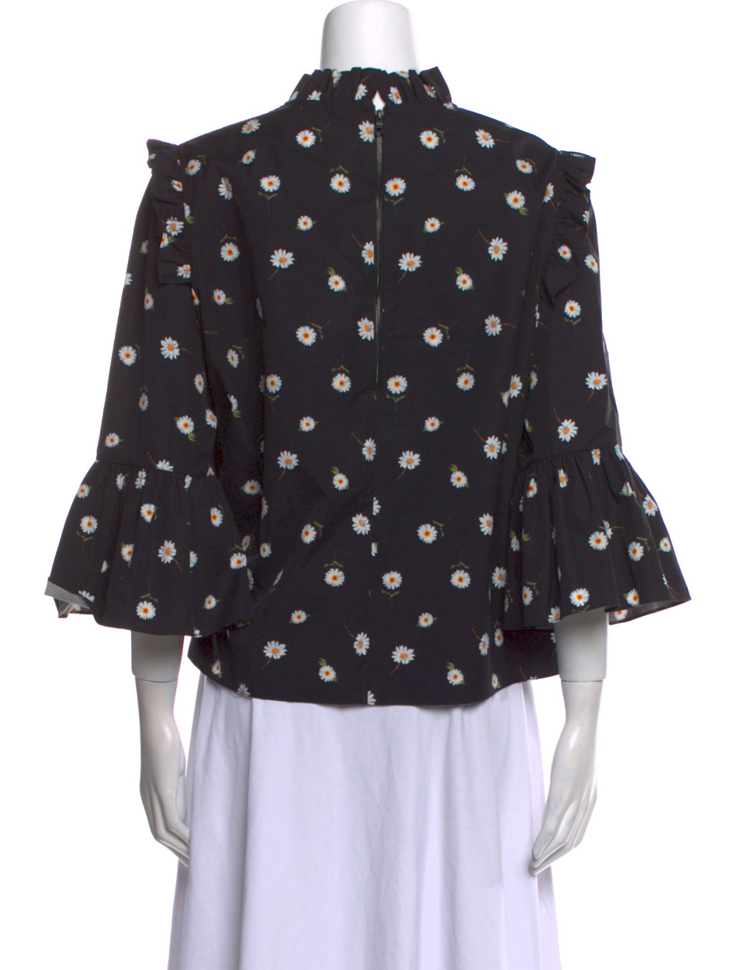 Alice + Olivia Floral Print Mock Neck Blouse