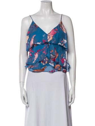 Alice + Olivia Floral Print V-Neck Crop Top