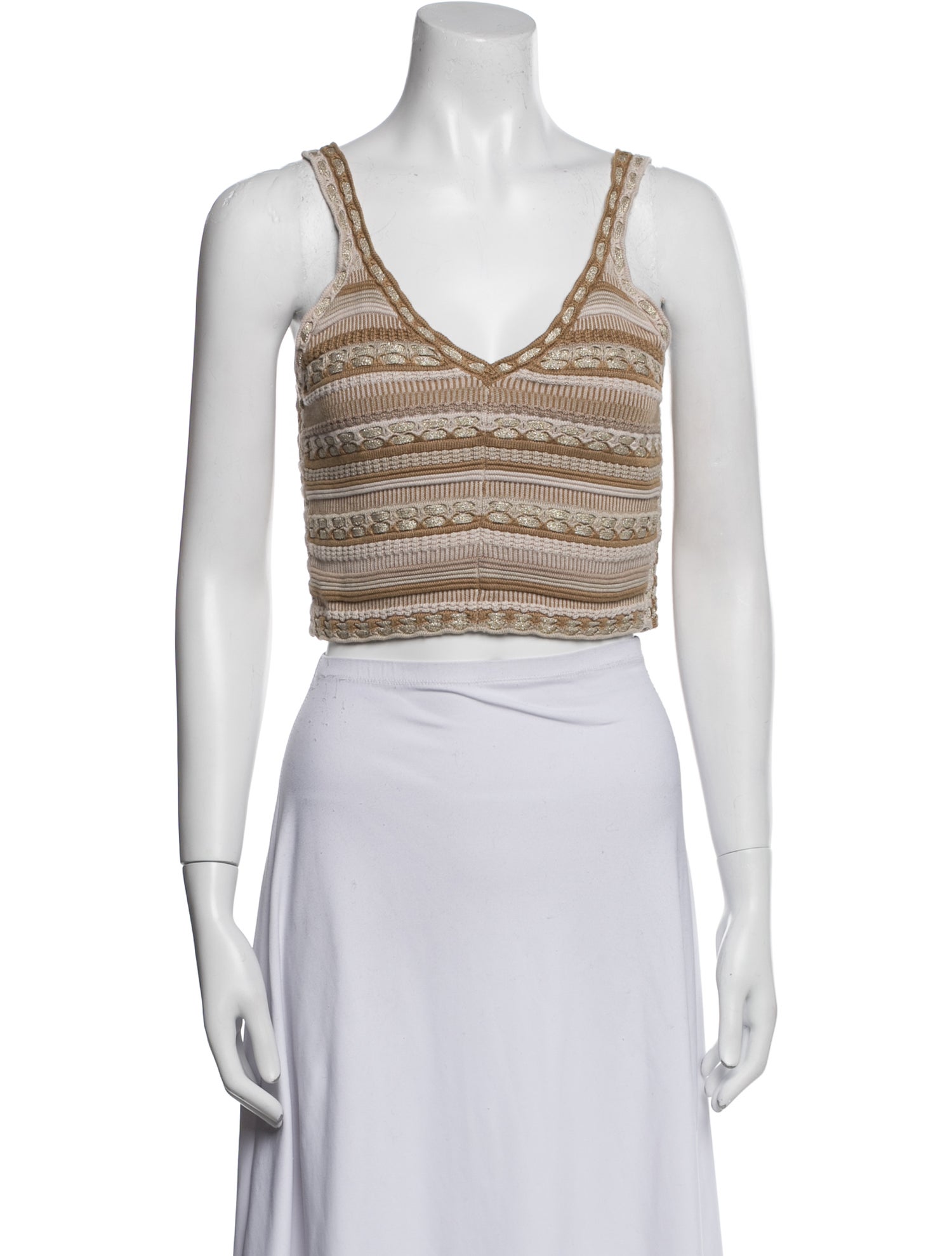 Alice + Olivia Striped V-Neck Crop Top