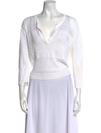 Alice + Olivia Linen V-Neck Sweater