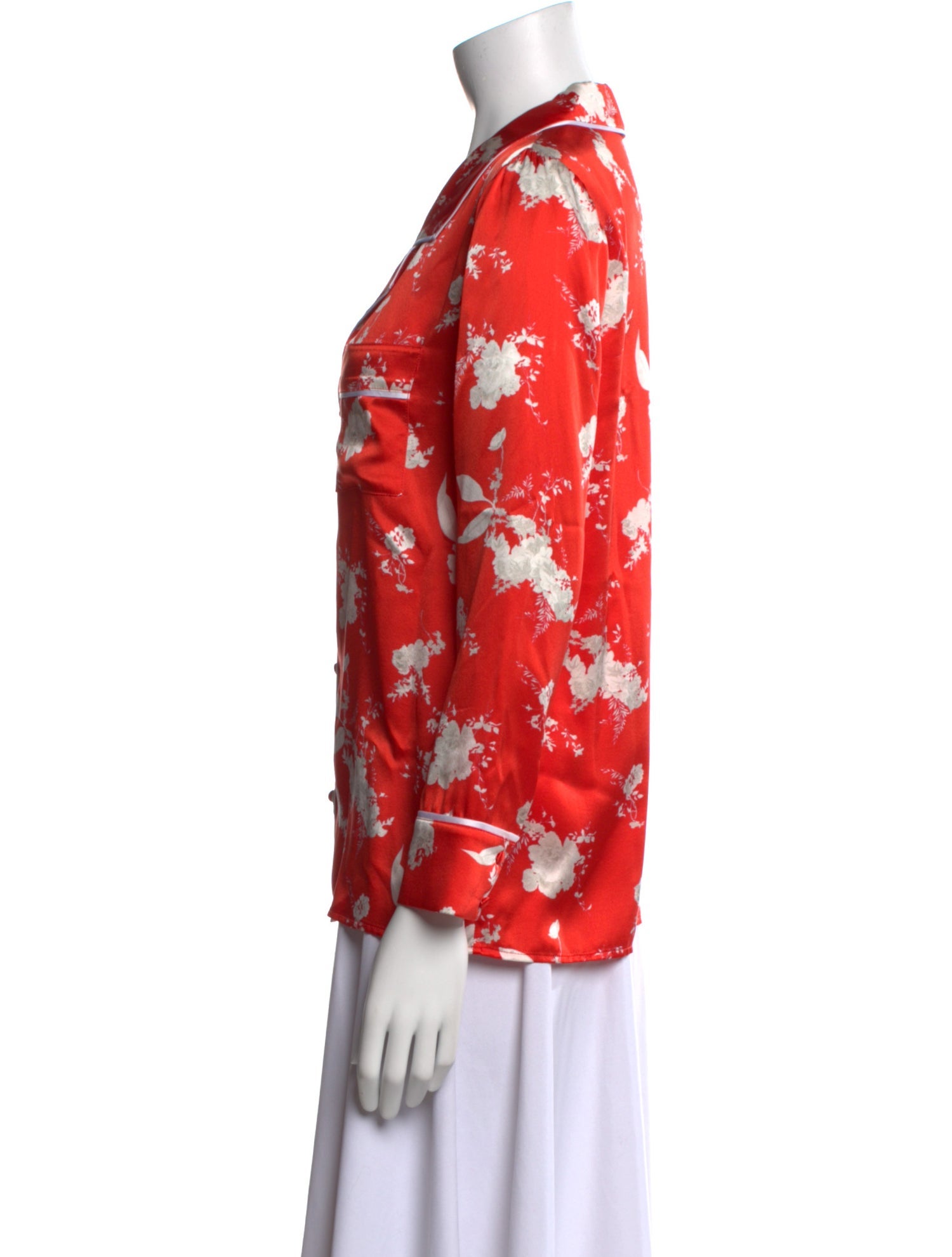 Alice + Olivia Silk Floral Print Button-Up Top