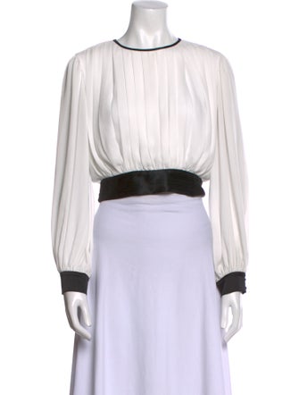 Alice + Olivia Colorblock Pattern Crew Neck Crop Top