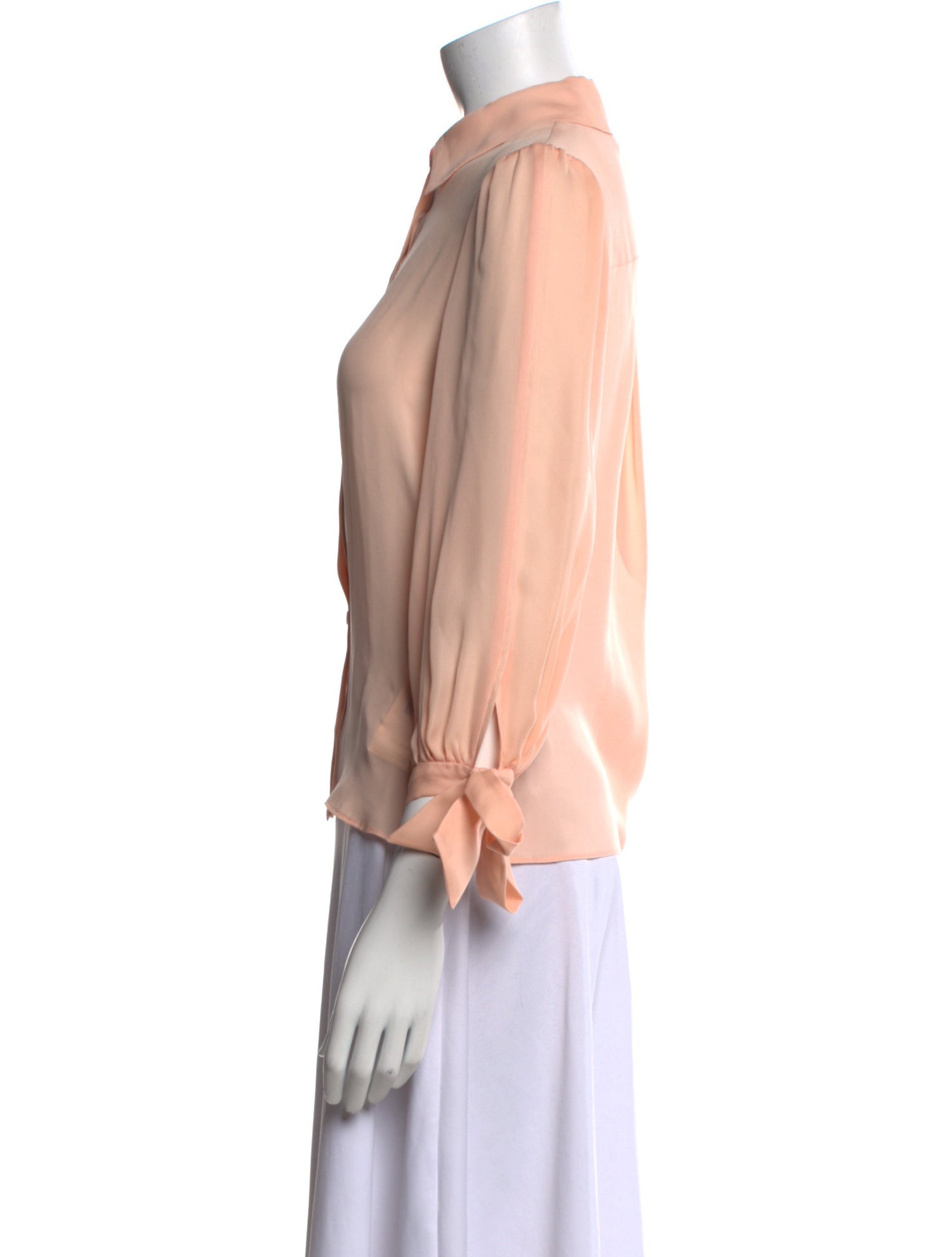 Alice + Olivia Silk Three-Quarter Sleeve Button-Up Top