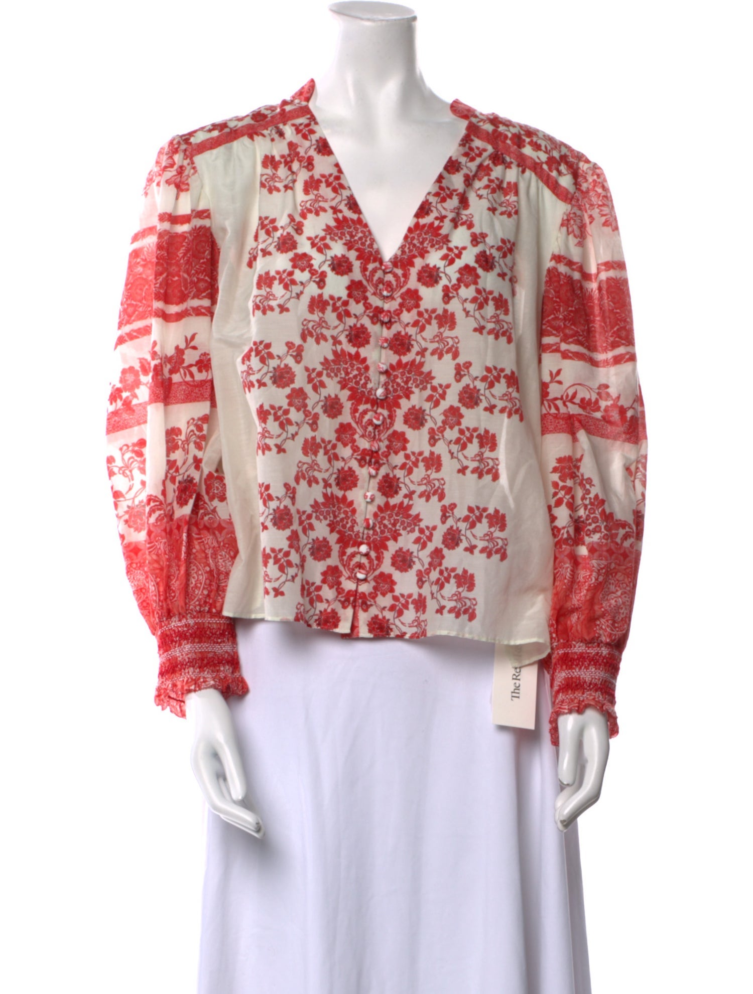 Alice + Olivia Floral Print V-Neck Blouse