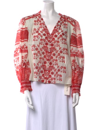 Alice + Olivia Floral Print V-Neck Blouse