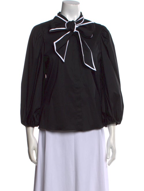 Alice + Olivia Tie Neck Three-Quarter Sleeve Blouse