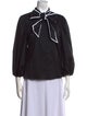 Alice + Olivia Tie Neck Three-Quarter Sleeve Blouse