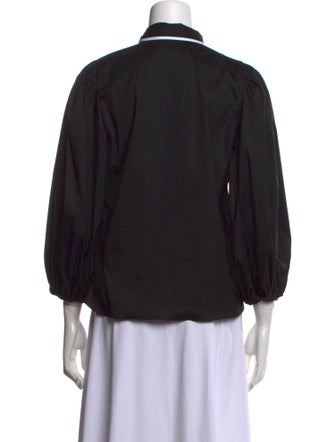 Alice + Olivia Tie Neck Three-Quarter Sleeve Blouse