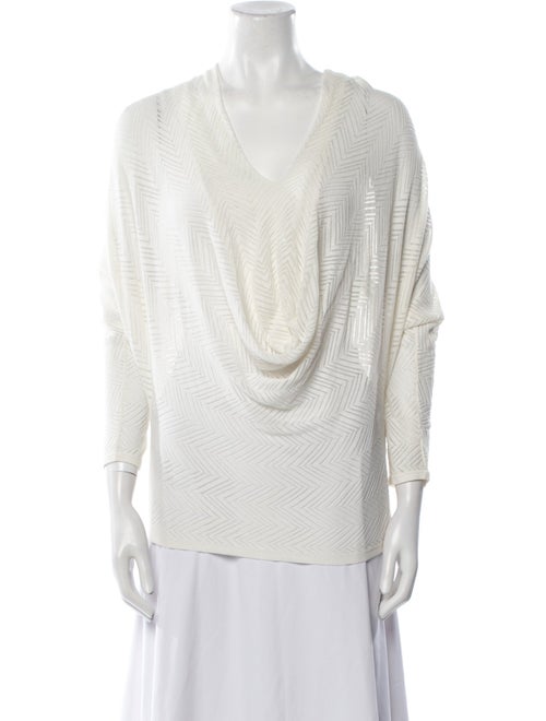 Alice + Olivia Cowl Neck Three-Quarter Sleeve Top