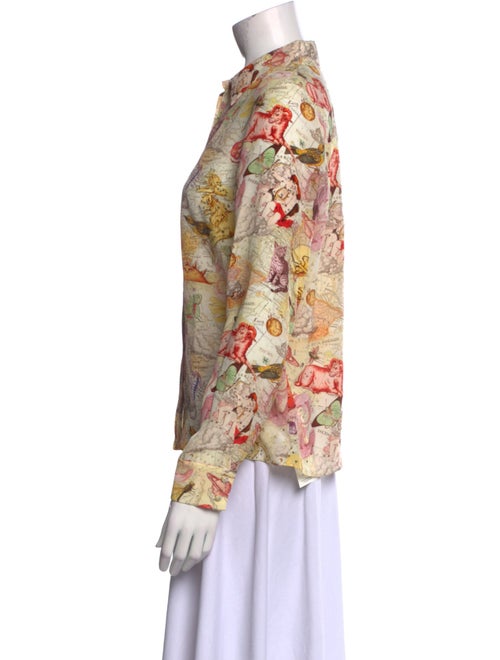 Alice + Olivia Silk Floral Print Button-Up Top