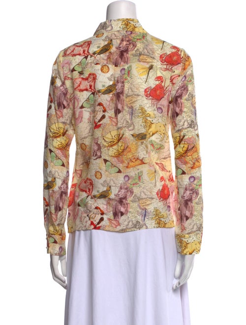 Alice + Olivia Silk Floral Print Button-Up Top