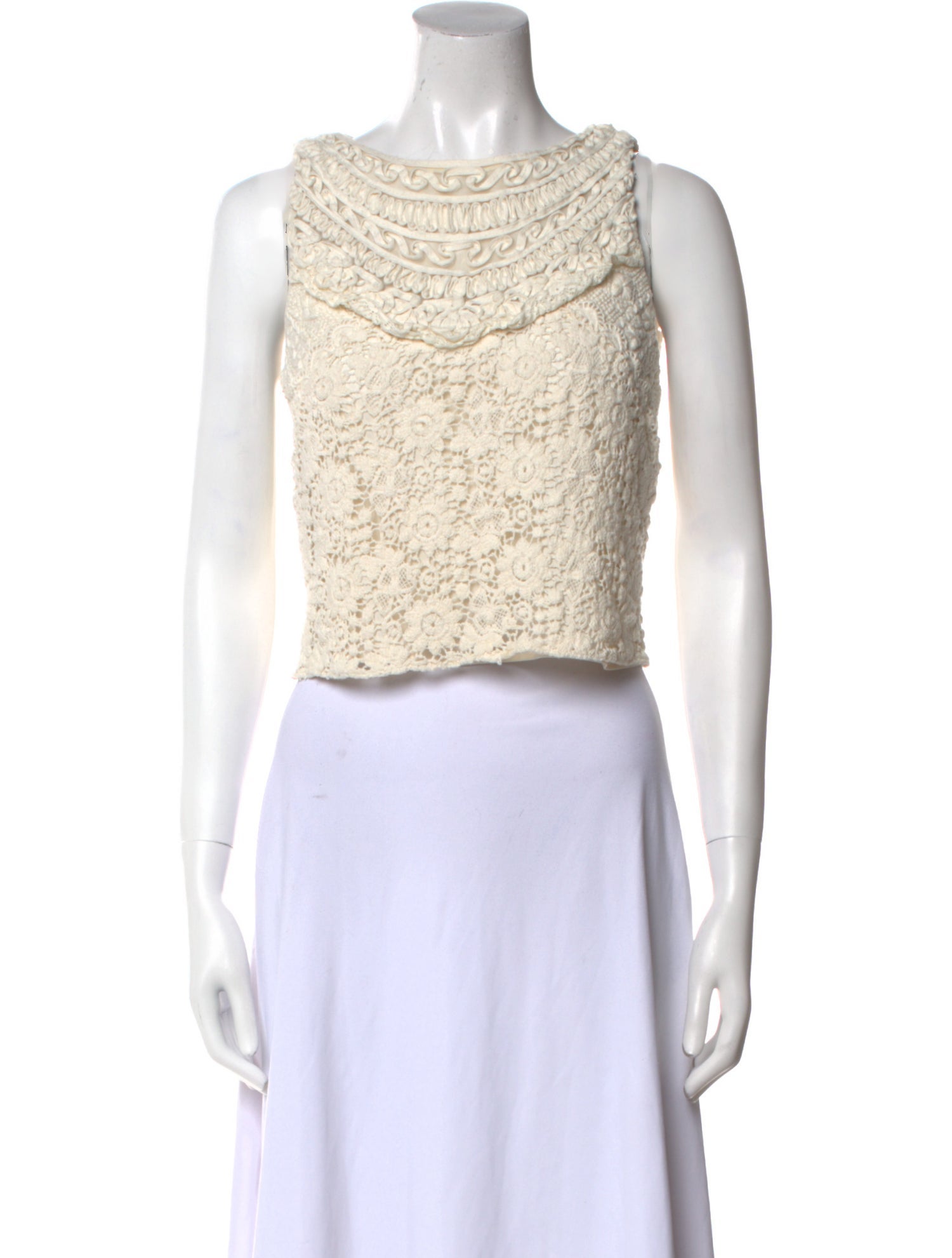 Alice + Olivia Bateau Neckline Sleeveless Crop Top