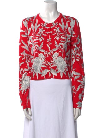 Alice + Olivia Floral Print Crew Neck Sweater