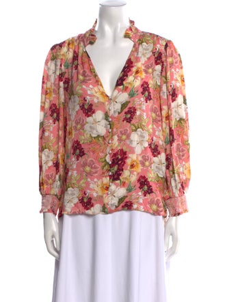 Alice + Olivia Floral Print V-Neck Blouse