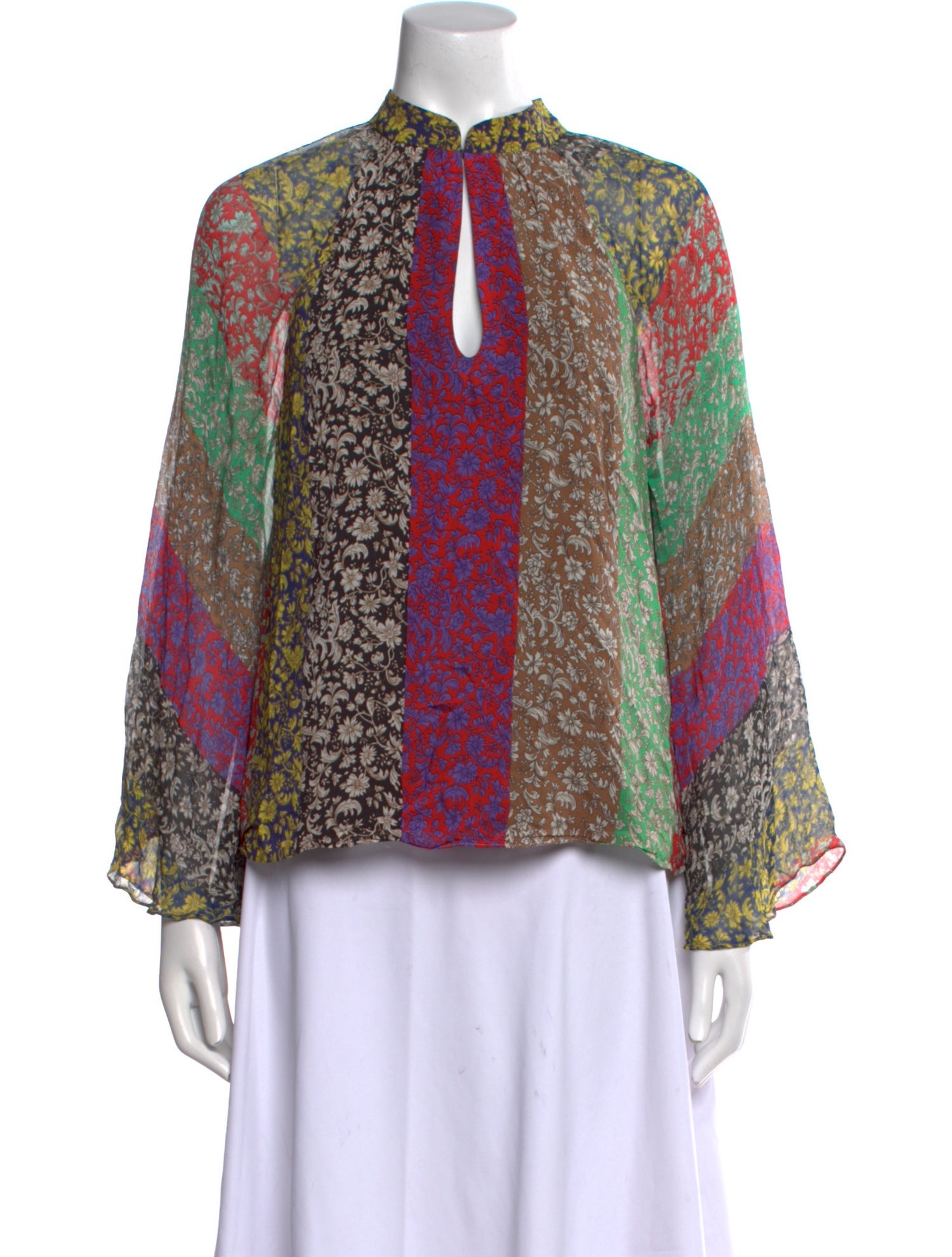 Alice + Olivia Printed Mock Neck Blouse