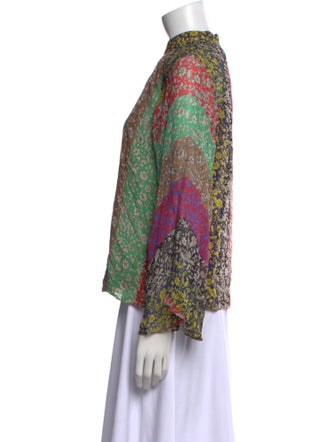 Alice + Olivia Printed Mock Neck Blouse