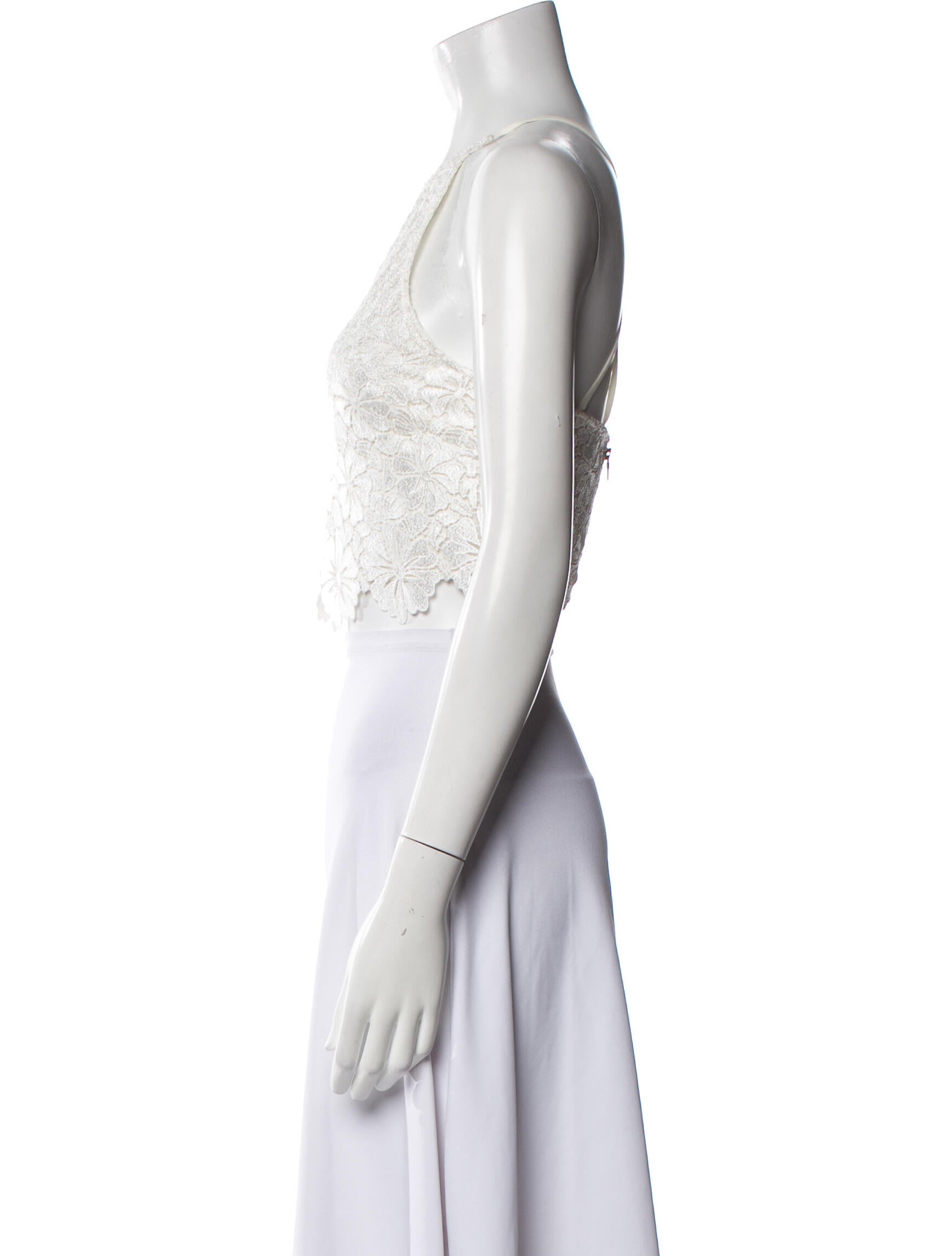 Alice + Olivia Lace Pattern Halterneck Crop Top