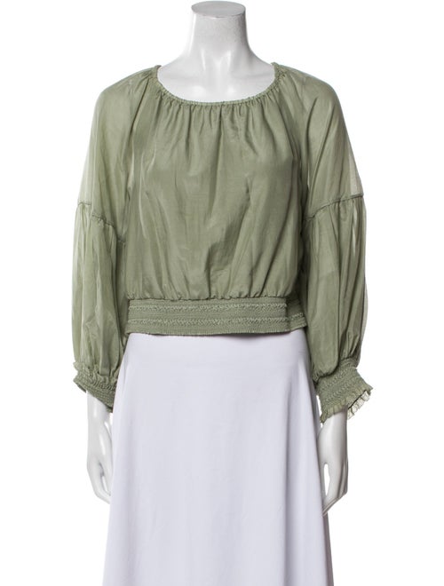 Alice + Olivia Scoop Neck Three-Quarter Sleeve Crop Top