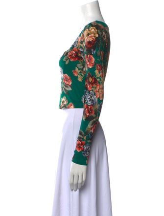 Alice + Olivia Floral Print Square Neckline Crop Top