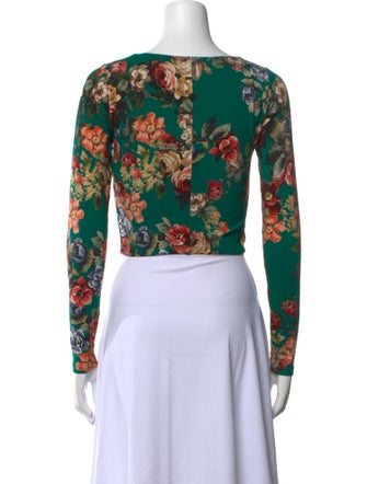 Alice + Olivia Floral Print Square Neckline Crop Top