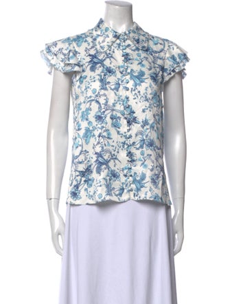 Alice + Olivia Floral Print Mock Neck Blouse