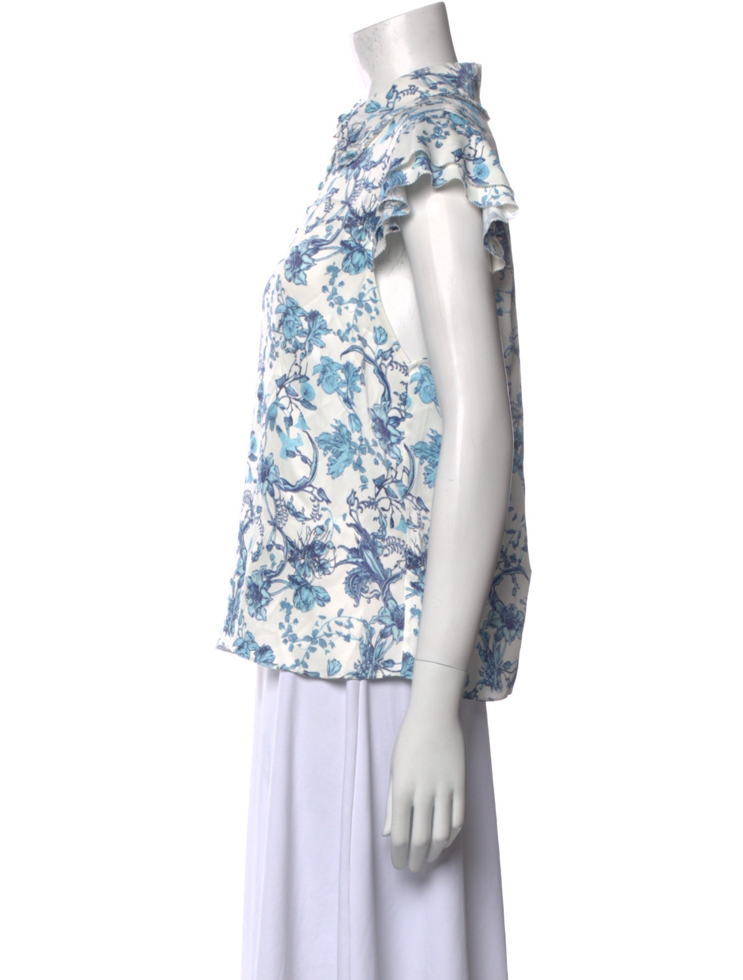 Alice + Olivia Floral Print Mock Neck Blouse