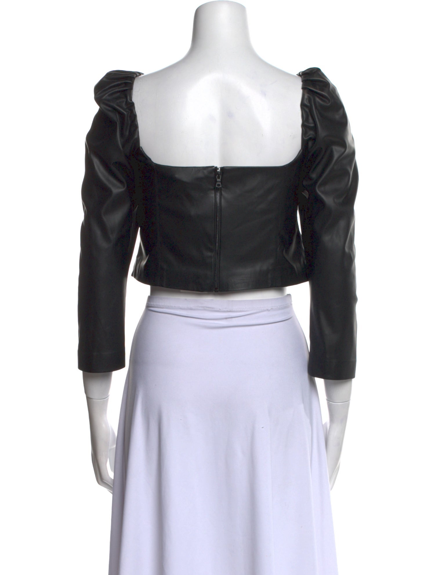 Alice + Olivia Square Neckline Three-Quarter Sleeve Crop Top