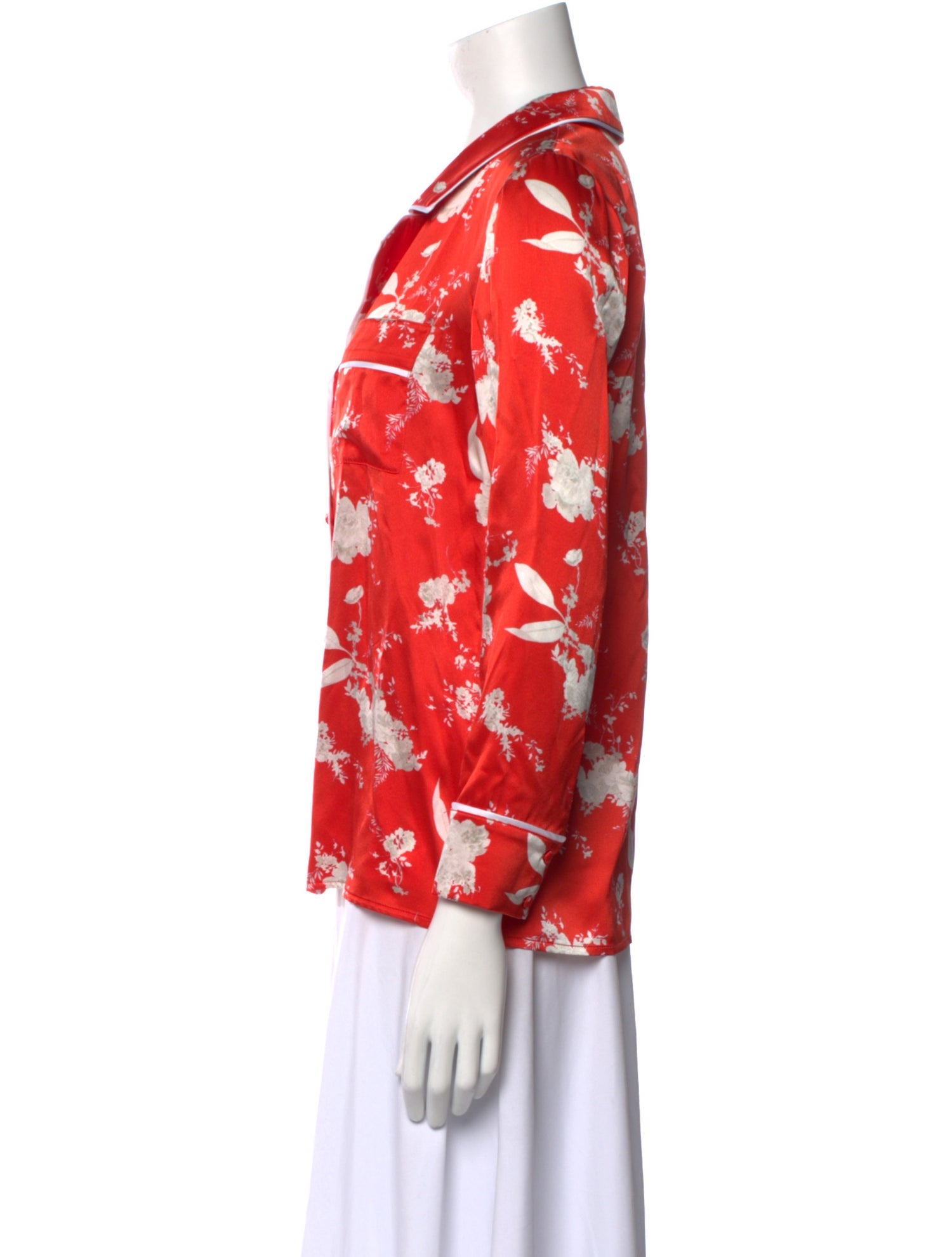 Alice + Olivia Silk Floral Print Button-Up Top