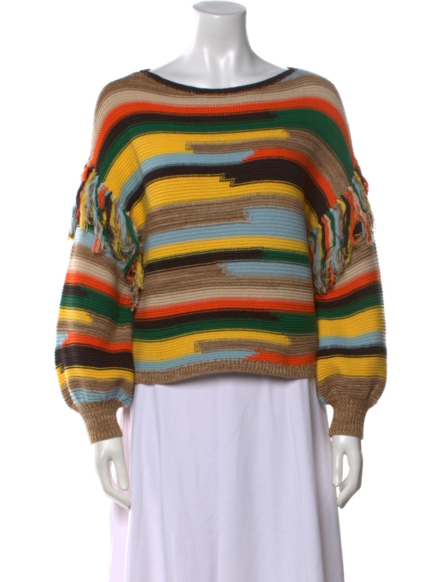 Alice + Olivia Striped Bateau Neckline Sweater