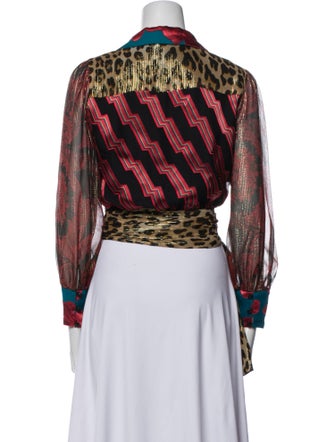 Alice + Olivia Printed Long Sleeve Crop Top