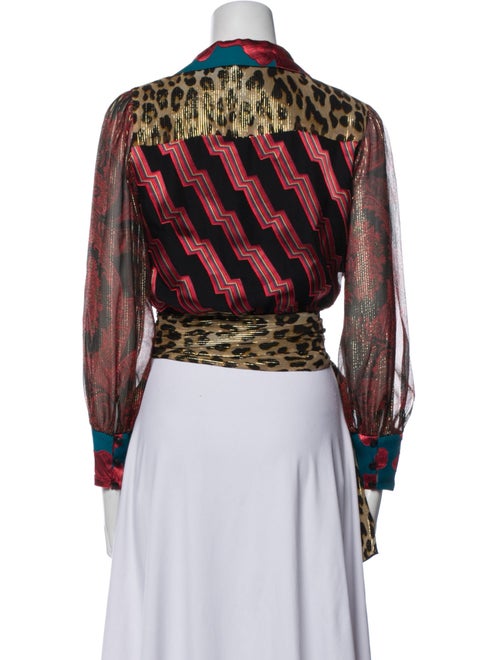 Alice + Olivia Printed Long Sleeve Crop Top