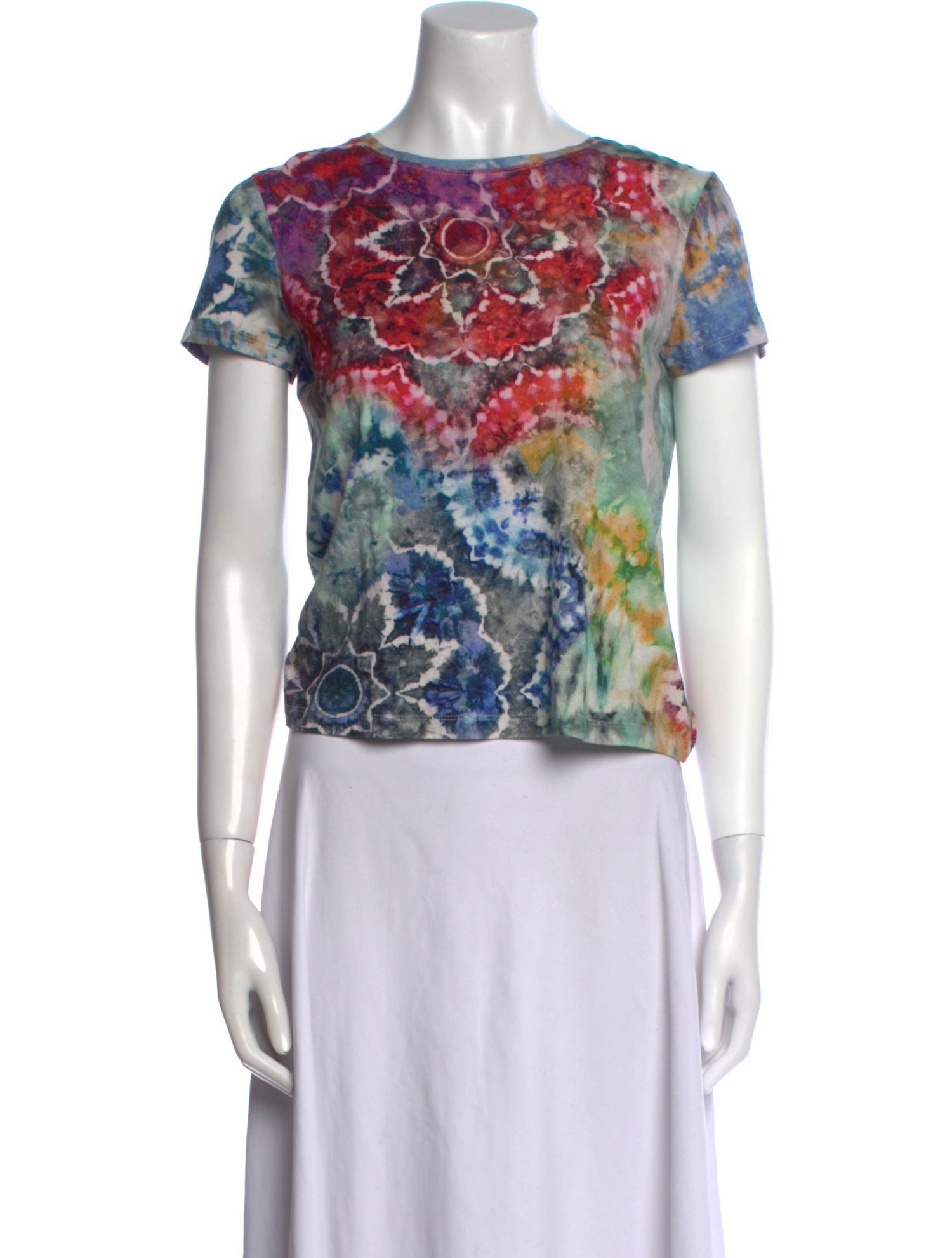 Alice + Olivia Tie-Dye Print Bateau Neckline T-Shirt