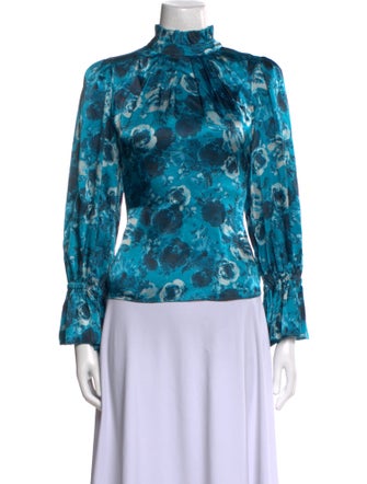 Alice + Olivia Printed Mock Neck Blouse