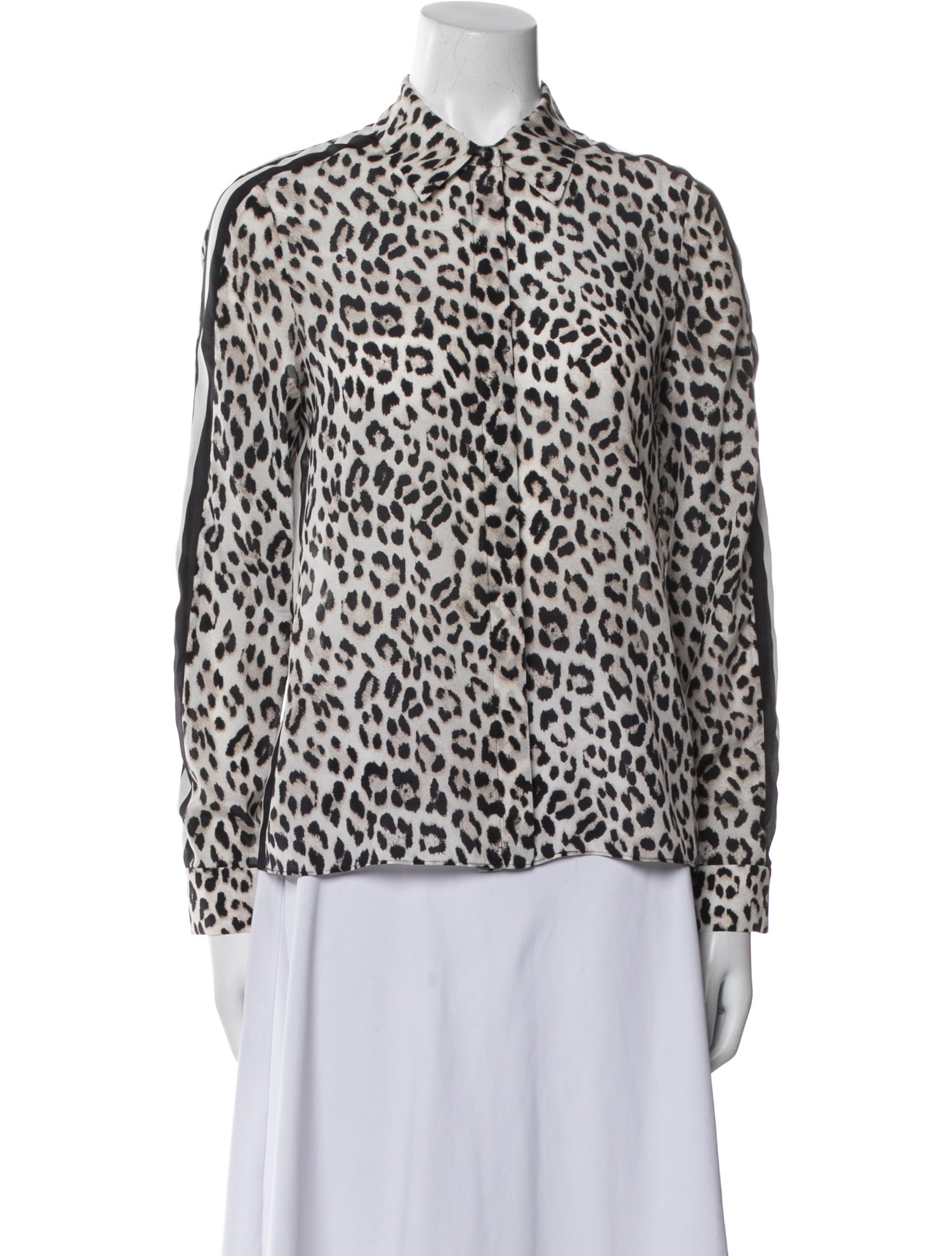 Alice + Olivia Silk Animal Print Button-Up Top