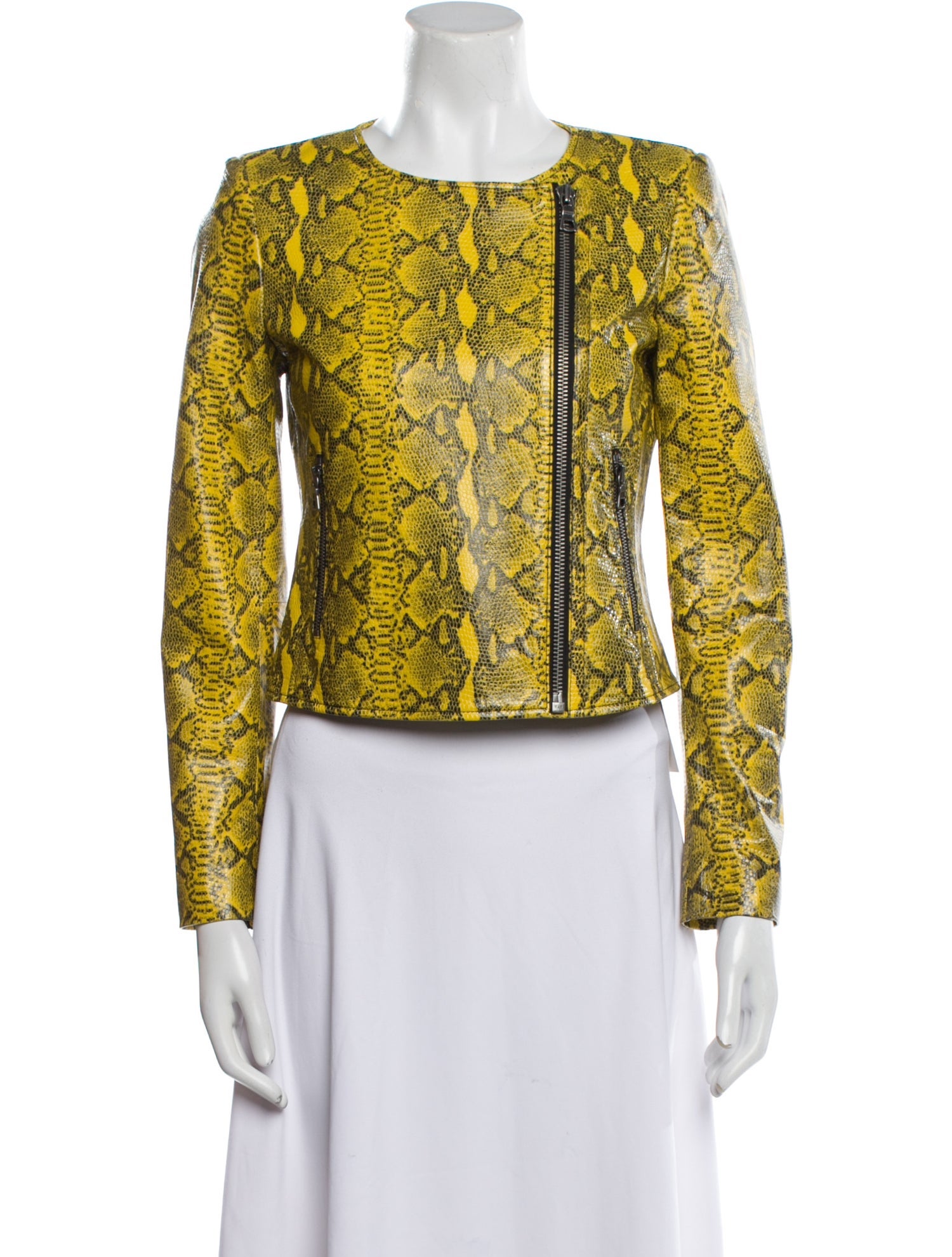 Alice + Olivia Leather Animal Print Evening Jacket